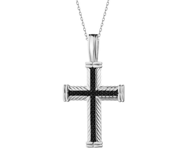 Zawieszka srebrna ze spinelami - krzyż