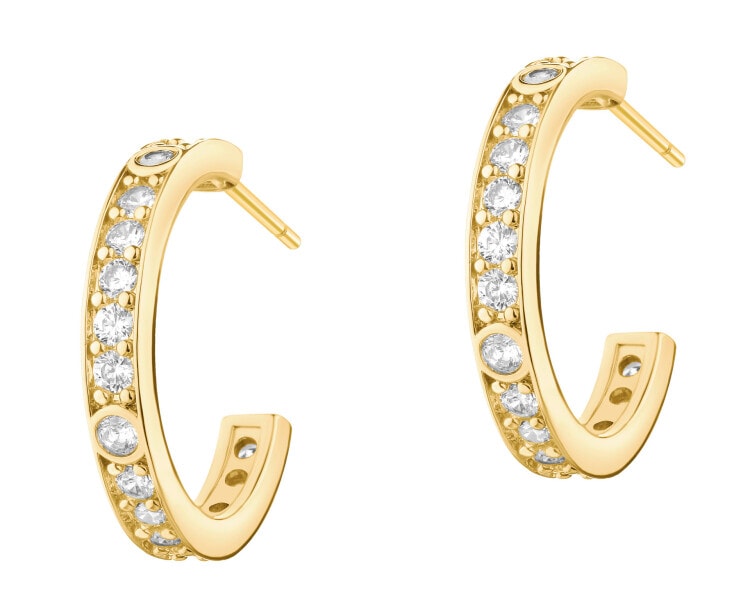 Kolczyki z mosiądzu pozłacane z cyrkoniami - koła