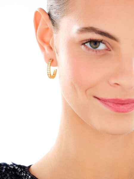 Kolczyki z mosiądzu pozłacane z cyrkoniami - koła