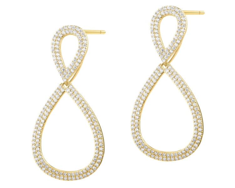 Kolczyki z mosiądzu pozłacane z cyrkoniami