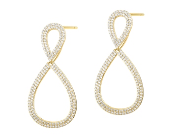 Kolczyki z mosiądzu pozłacane z cyrkoniami