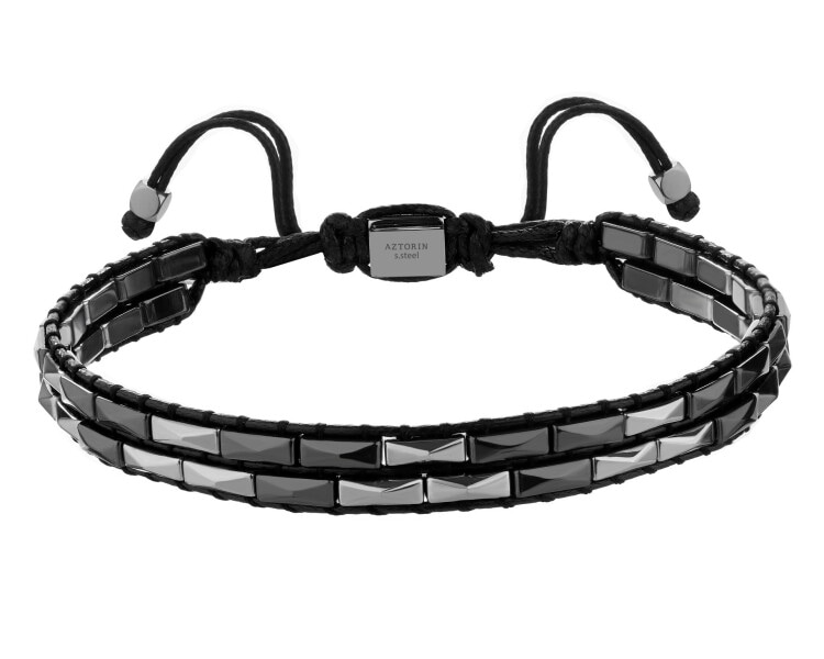 Bransoletka ze stali szlachetnej z hematytami
