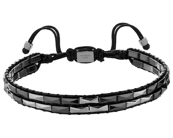 Bransoletka ze stali szlachetnej z hematytami