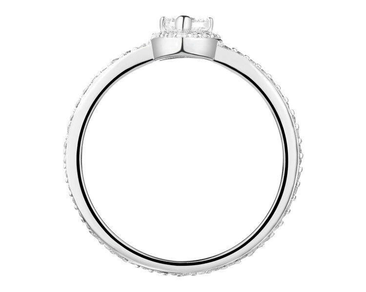 Stříbrný prsten se zirkony - srdce