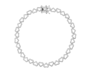 Bransoletka srebrna z cyrkoniami - serca