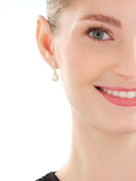 Zlaté náušnice s brilianty a perlami - ryzost 585