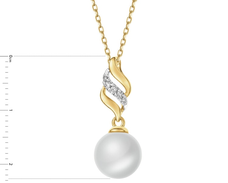 14 K Rhodium-Plated Yellow Gold Pendant  - fineness 14 K