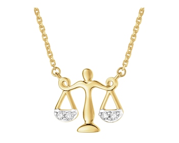 Naszyjnik z żółtego złota z diamentami - Waga - 0,02 ct - próba 375