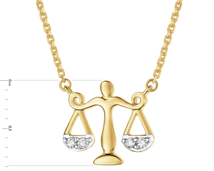 9 K Rhodium-Plated Yellow Gold Necklace with Diamonds - 0,02 ct - fineness 9 K