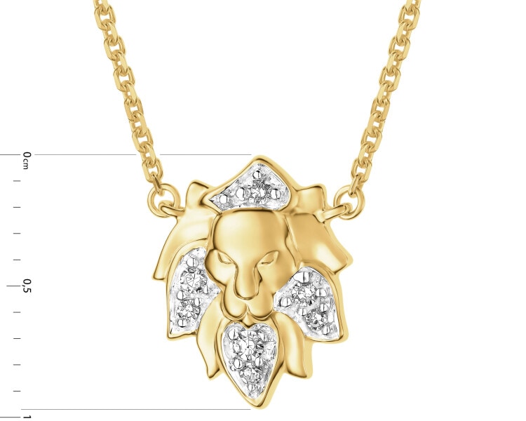 9 K Rhodium-Plated Yellow Gold Necklace with Diamonds - 0,03 ct - fineness 9 K