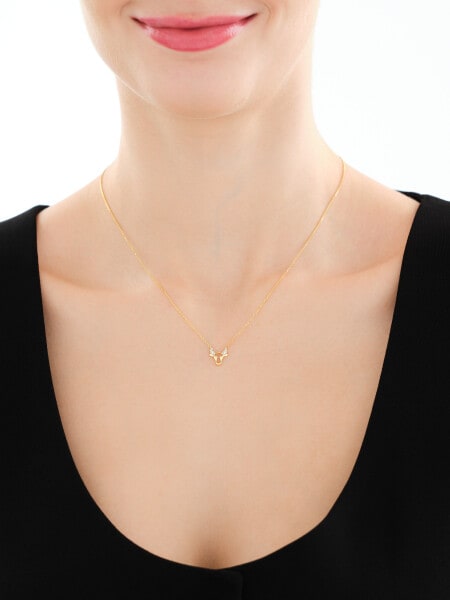 Naszyjnik z żółtego złota z diamentami - Byk - 0,01 ct - próba 375