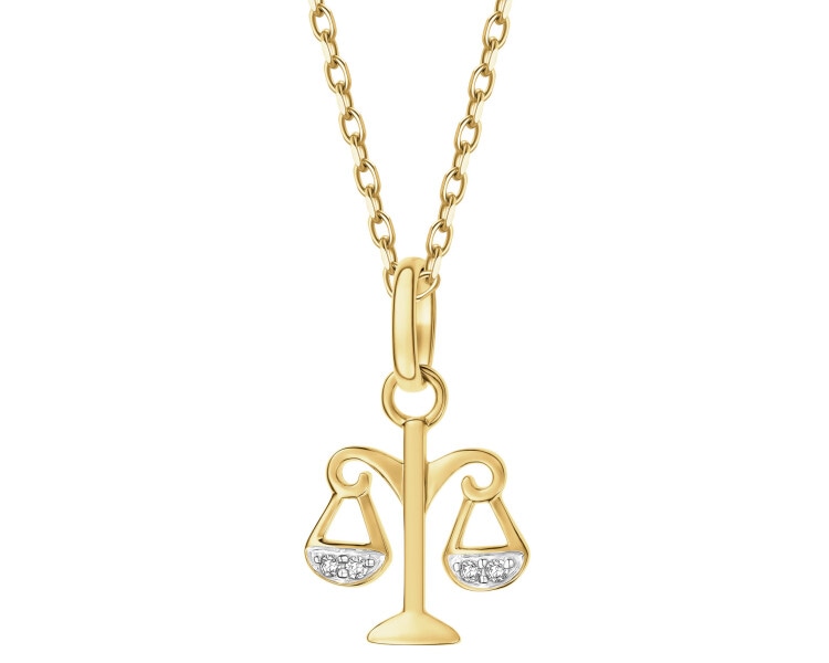 Zawieszka z żółtego złota z diamentami - Waga - 0,01 ct - próba 375