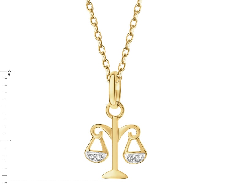 9 K Rhodium-Plated Yellow Gold Pendant with Diamonds - 0,01 ct - fineness 9 K