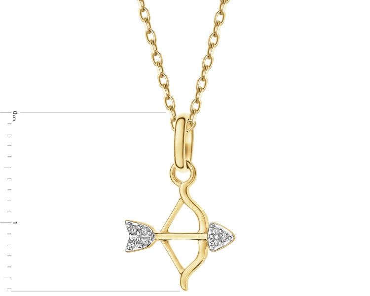 9 K Rhodium-Plated Yellow Gold Pendant with Diamonds - 0,02 ct - fineness 9 K