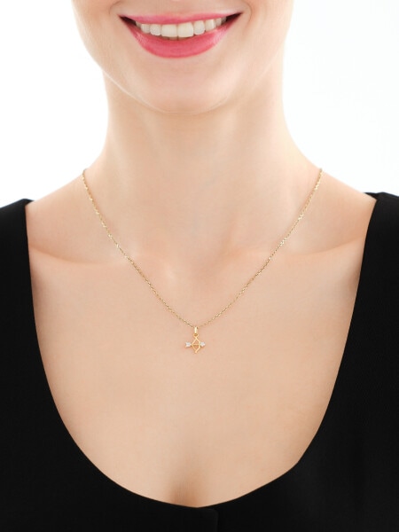 Zawieszka z żółtego złota z diamentami - Strzelec - 0,02 ct - próba 375