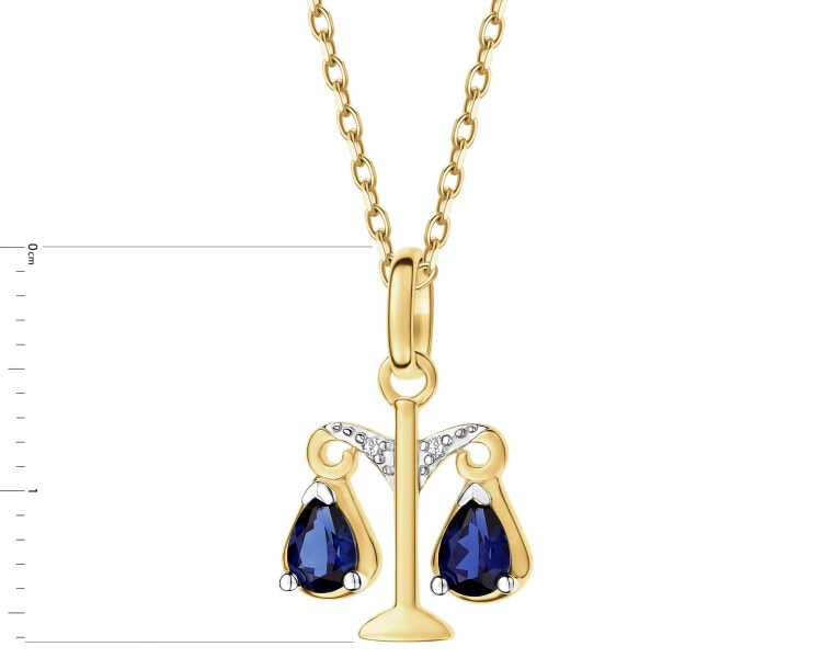 9 K Rhodium-Plated Yellow Gold Pendant  - fineness 9 K