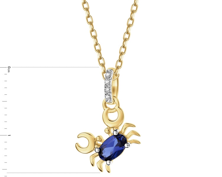 9 K Rhodium-Plated Yellow Gold Pendant  - fineness 9 K