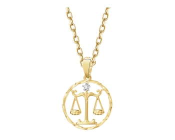 Zawieszka z żółtego złota z brylantem - Waga - 0,01 ct - próba 585