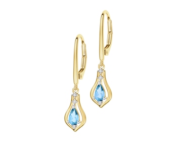 Kolczyki z żółtego złota z diamentami i topazami - próba 375