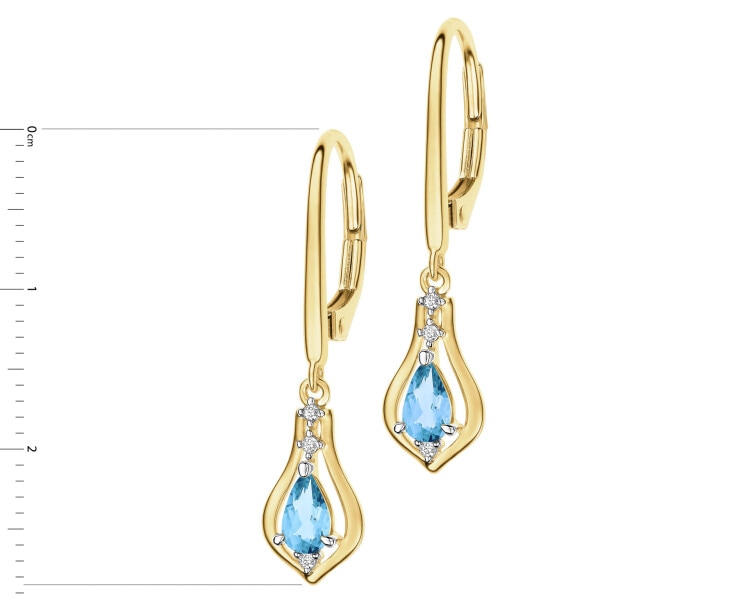 9 K Rhodium-Plated Yellow Gold Earrings  - fineness 9 K