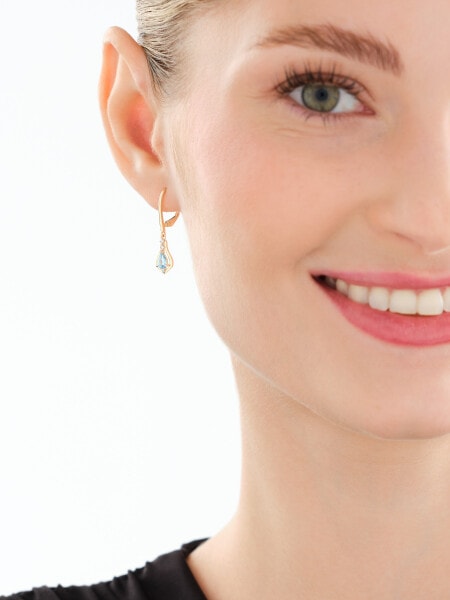 Kolczyki z żółtego złota z diamentami i topazami - próba 375