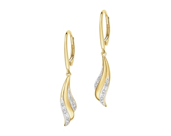 Kolczyki z żółtego złota z diamentami - 0,05 ct - próba 585