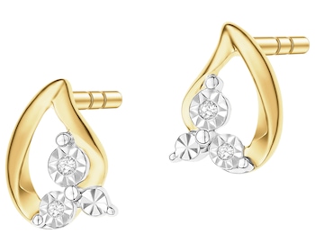 Kolczyki z żółtego złota z diamentami - 0,01 ct - próba 585