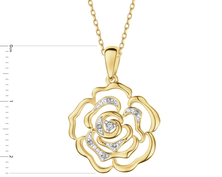 14 K Rhodium-Plated Yellow Gold Pendant with Diamonds - 0,03 ct - fineness 14 K