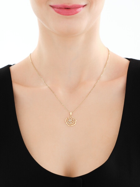 Zlatý přívěsek s diamanty – květ - 0,03 ct - ryzost 585