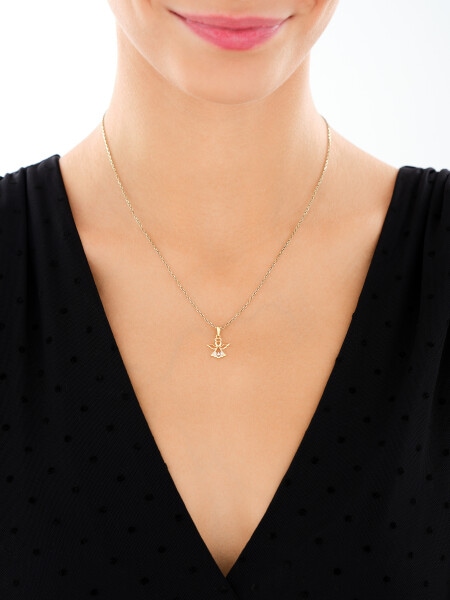 Zawieszka z żółtego złota z diamentami - aniołek - 0,02 ct - próba 375