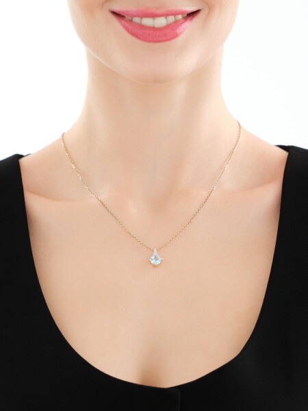 Zawieszka z żółtego złota z diamentami i topazem - próba 585