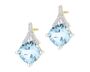 Kolczyki z żółtego złota z diamentami i topazami - próba 585