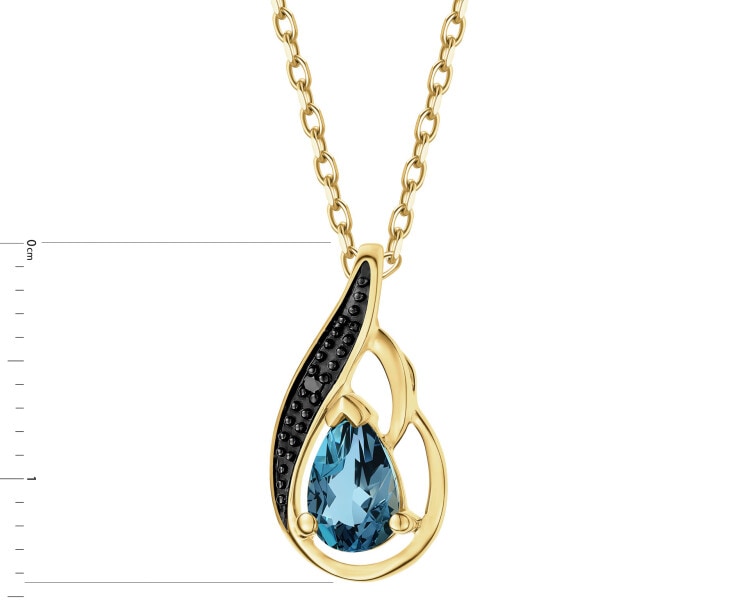 9 K Rhodium-Plated Yellow Gold Pendant  - fineness 9 K