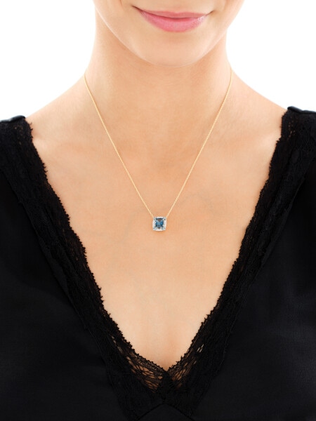 Naszyjnik z żółtego złota z brylantami i topazem London Blue - próba 585