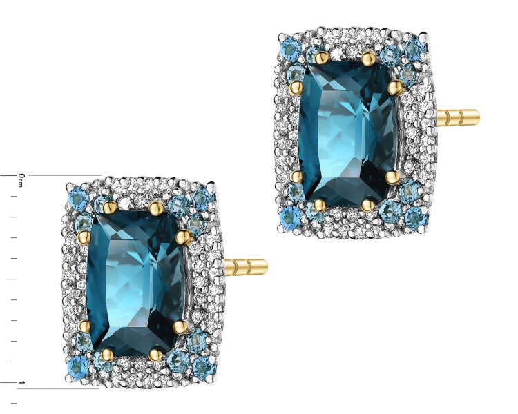 14 K Rhodium-Plated Yellow Gold Earrings  - fineness 14 K