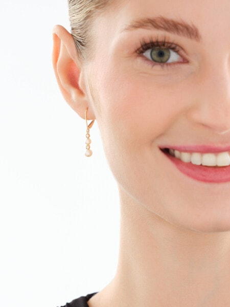 Zlaté náušnice s diamanty a perlami - ryzost 585