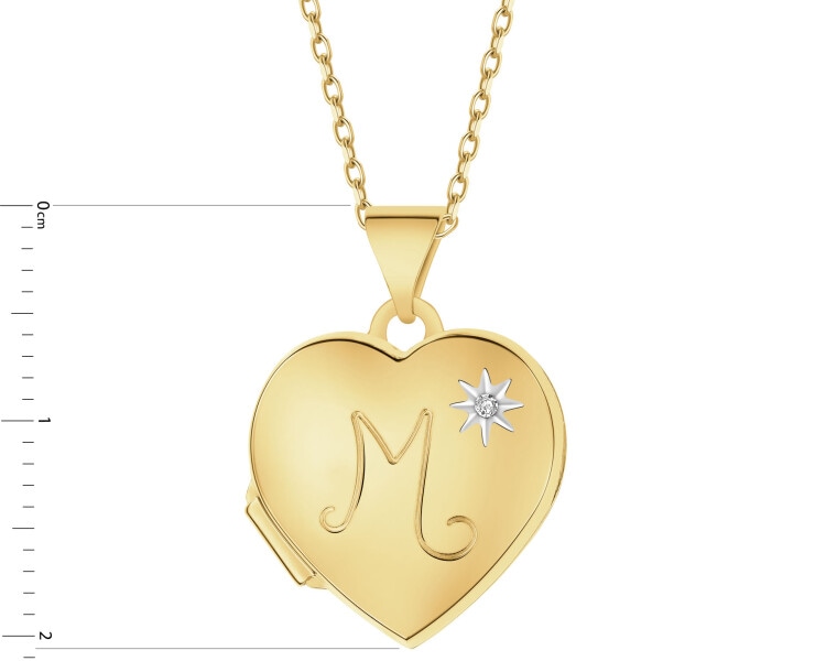 14 K Rhodium-Plated Yellow Gold Locket with Diamond - 0,005 ct - fineness 14 K