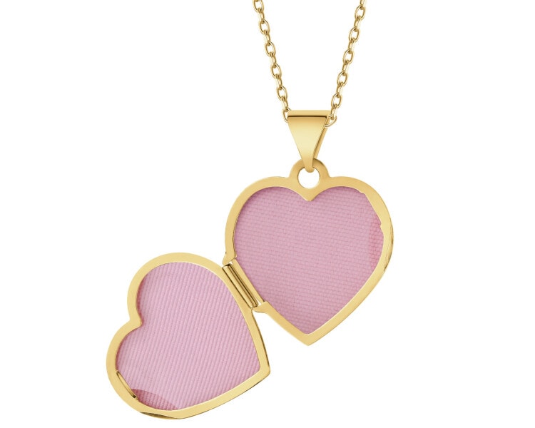 Zawieszka z żółtego złota z diamentem - puzderko - serce, litera A - 0,005 ct - próba 585