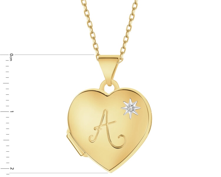 14 K Rhodium-Plated Yellow Gold Locket with Diamond - 0,005 ct - fineness 14 K