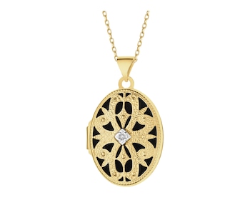 Zawieszka z żółtego złota z diamentem - puzderko - 0,005 ct - próba 375