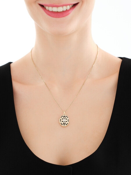 Zawieszka z żółtego złota z diamentem - puzderko - 0,005 ct - próba 375