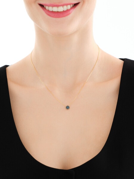 Zlatý náhrdelník s černými brilianty a topazem London Blue - ryzost 585