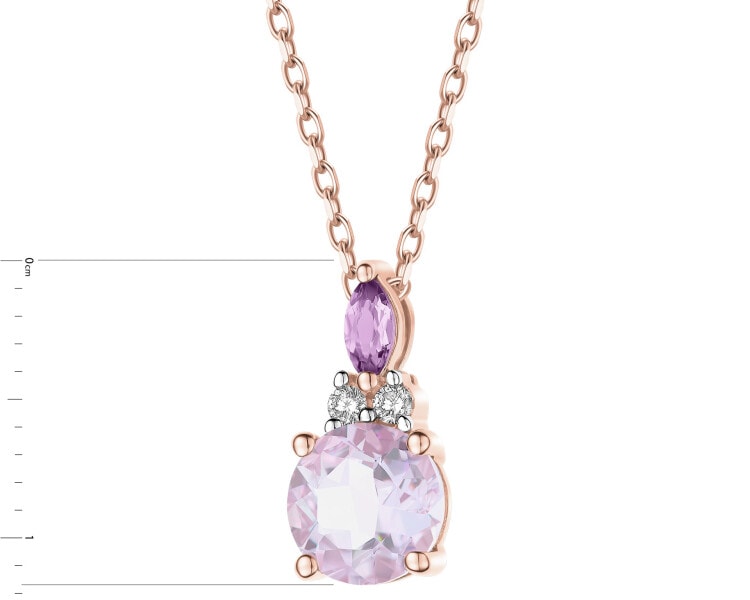 Zawieszka z różowego złota z brylantami i ametystami - próba 585