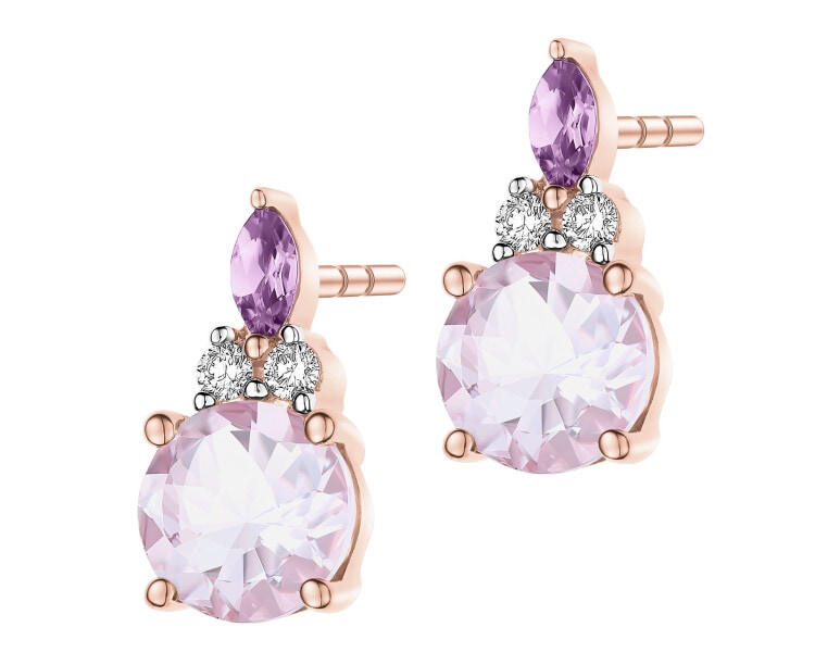 Zawieszka z różowego złota z brylantami i ametystami - próba 585