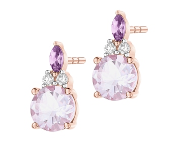 Zawieszka z różowego złota z brylantami i ametystami - próba 585