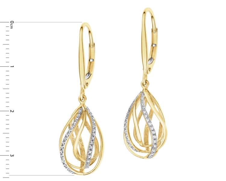 Kolczyki z żółtego złota z diamentami - 0,10 ct - próba 375