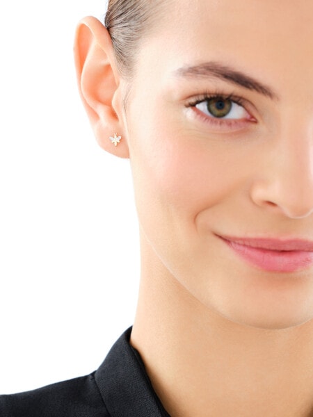 Kolczyki z żółtego złota z diamentami - pszczółki - 0,01 ct - próba 375