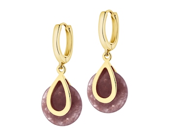 Kolczyki z mosiądzu pozłacane z kwarcem