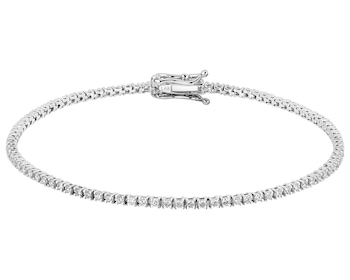 Bransoletka z białego złota z brylantami laboratoryjnymi - 18 cm - 1,10 ct - próba 585