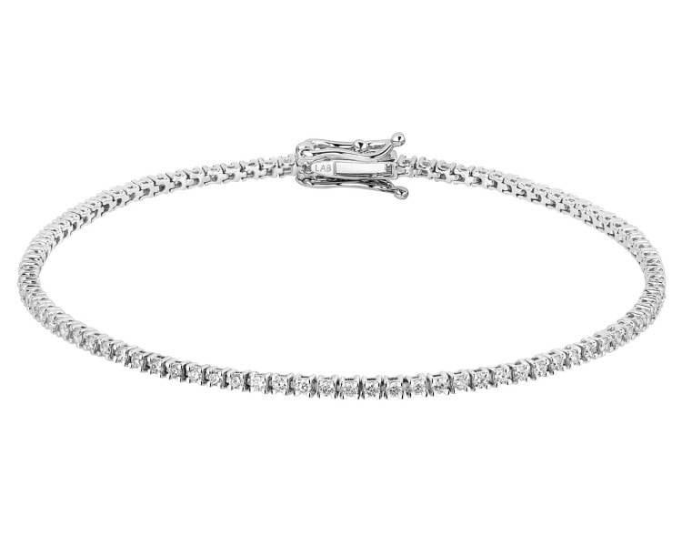Bransoletka z białego złota z brylantami laboratoryjnymi - 19 cm - 1,17 ct - próba 585